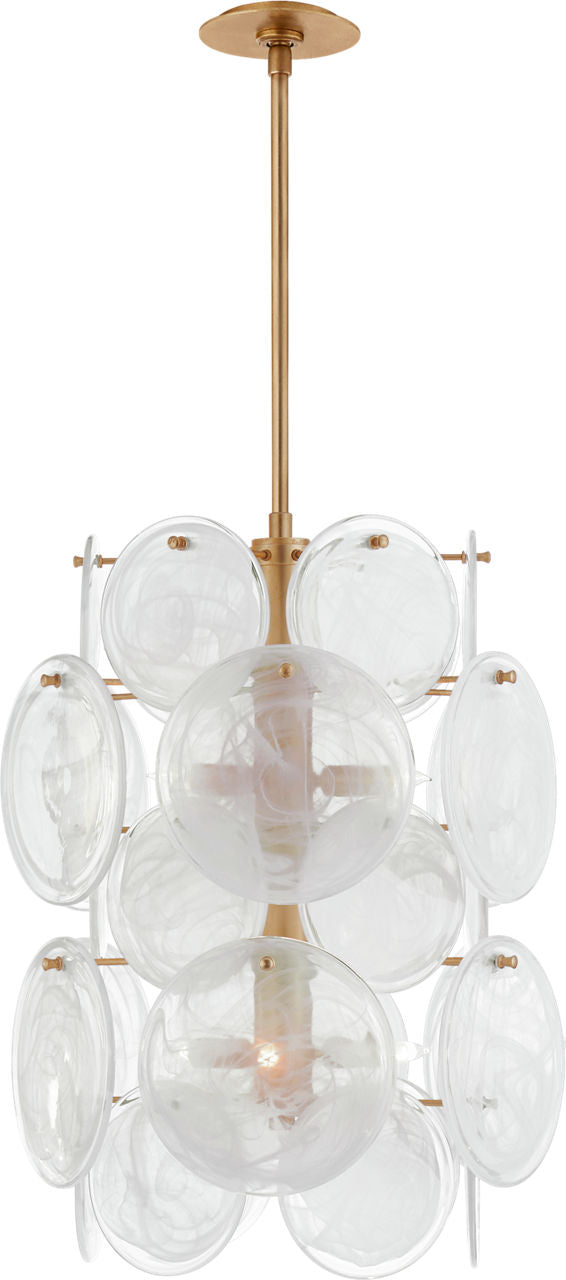 Loire Medium Barrel Chandelier | Gild | White Strie Glass