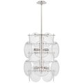 Loire Medium Barrel Chandelier | Polished Nickel | Clear Strie Glass