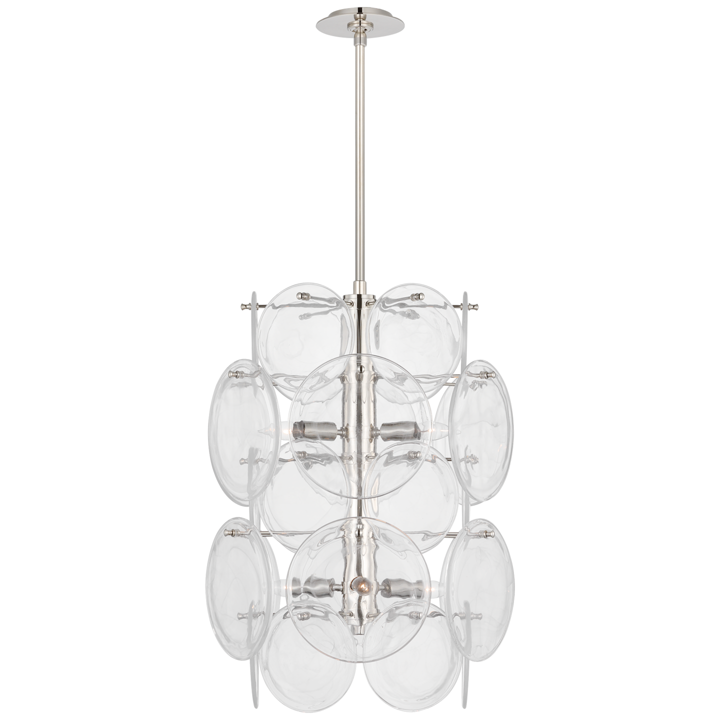 Loire Medium Barrel Chandelier | Polished Nickel | Clear Strie Glass