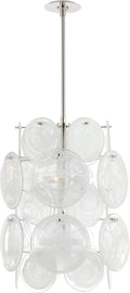Loire Medium Barrel Chandelier | Polished Nickel | White Strie Glass