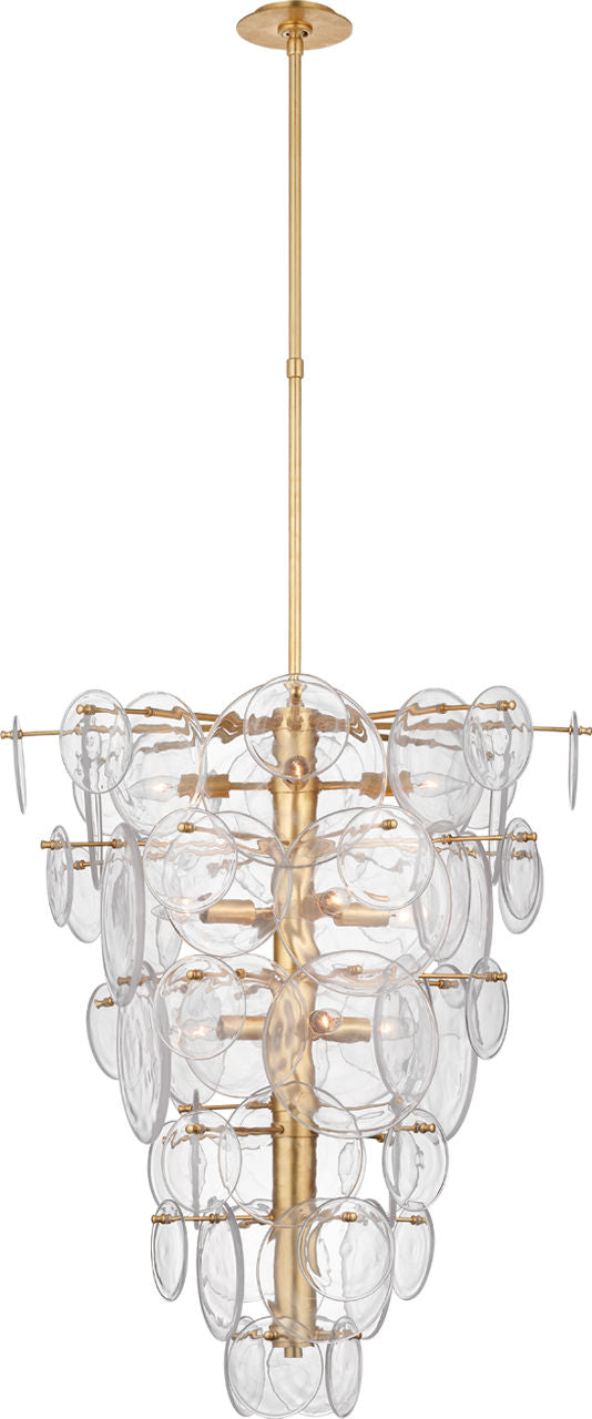 Loire Cascading Chandelier | Gild | Clear Strie Glass