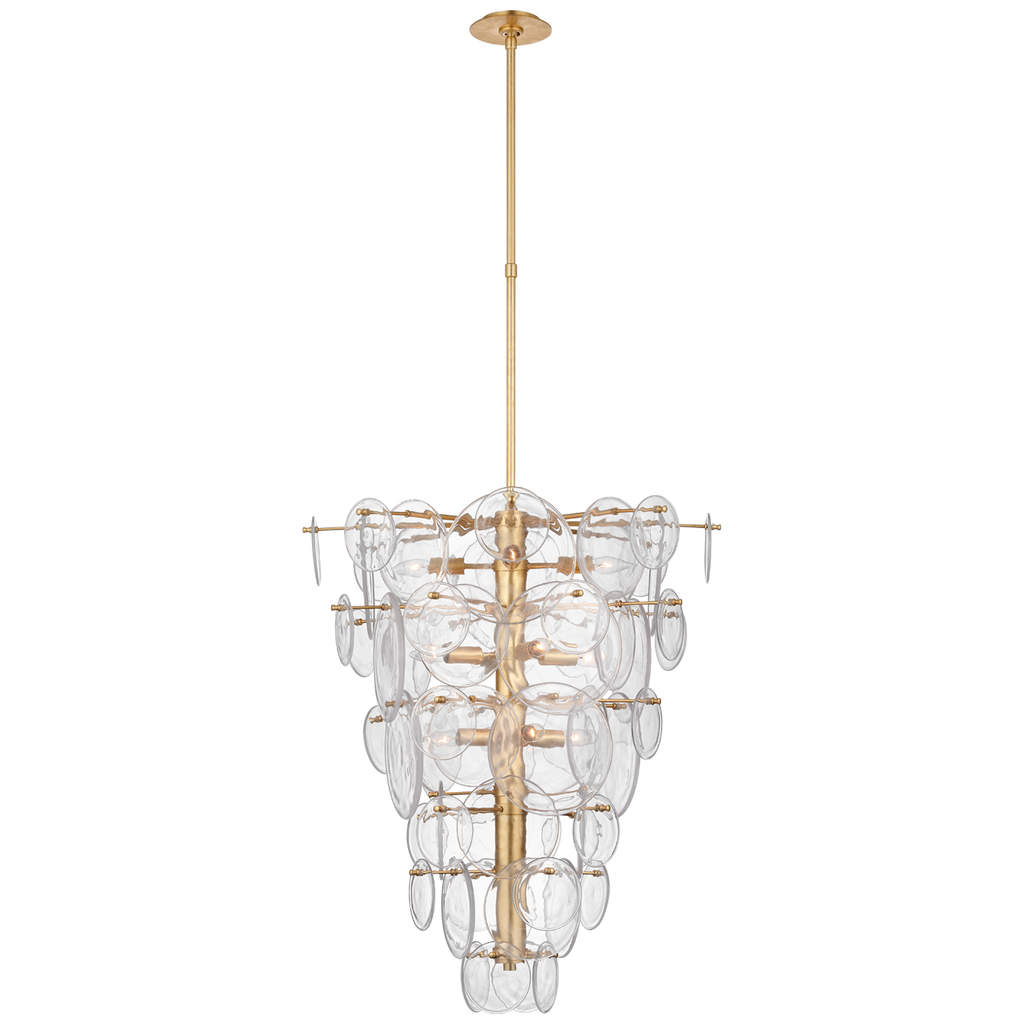 Loire Cascading Chandelier | Gild | Clear Strie Glass