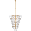 Loire Cascading Chandelier | Gild | Clear Strie Glass