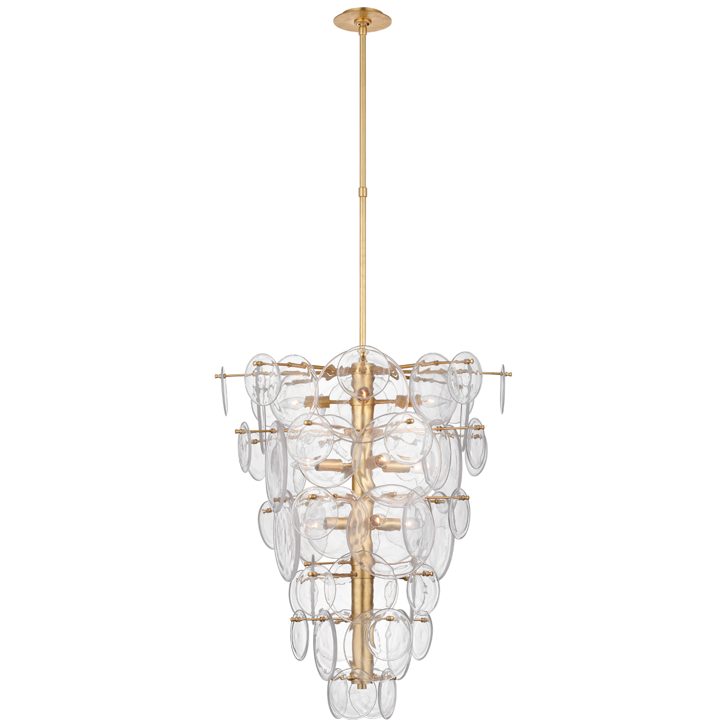 Loire Cascading Chandelier | Gild | Clear Strie Glass