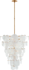 Loire Cascading Chandelier | Gild | White Strie Glass