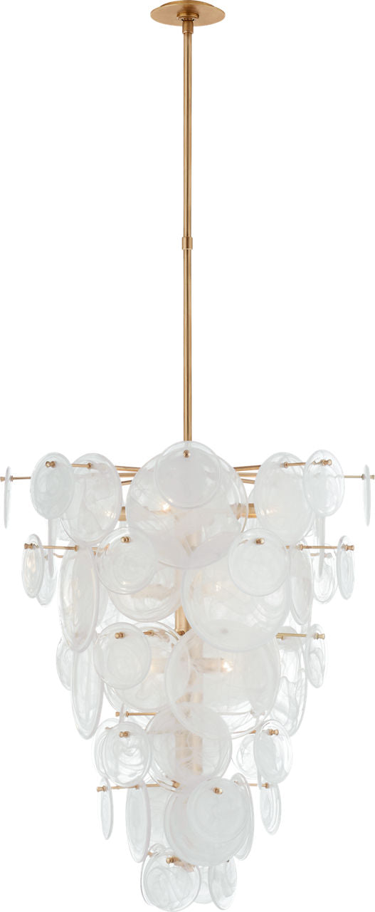 Loire Cascading Chandelier | Gild | White Strie Glass