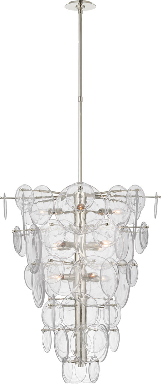 Loire Cascading Chandelier | Polished Nickel | Clear Strie Glass