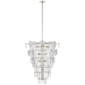 Loire Cascading Chandelier | Polished Nickel | Clear Strie Glass