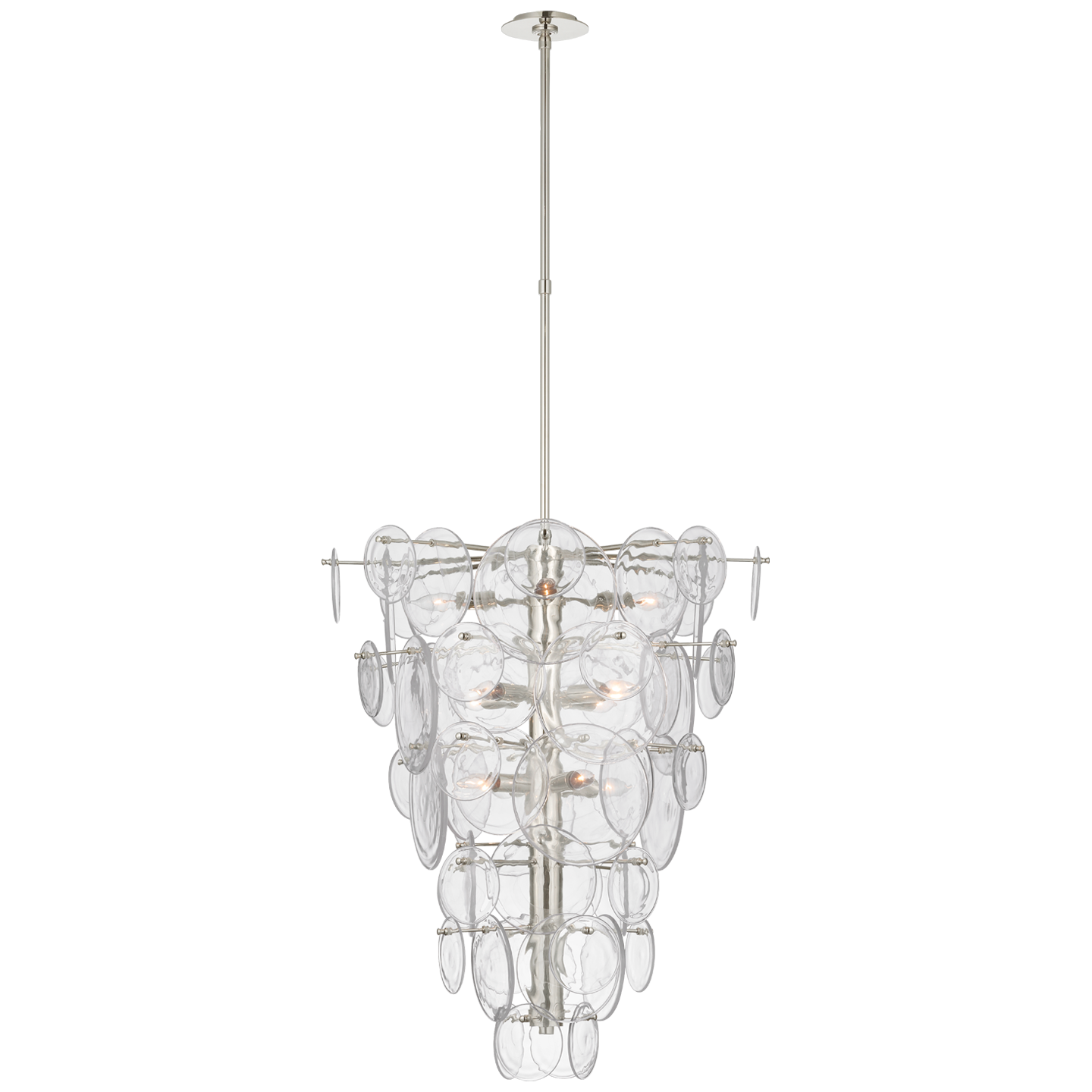 Loire Cascading Chandelier | Polished Nickel | Clear Strie Glass