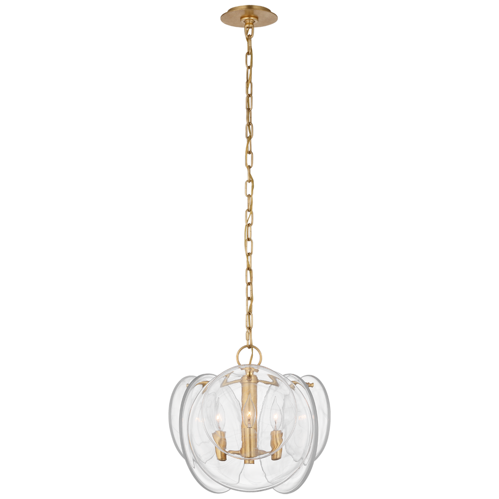 Loire Petite Chandelier | Gild | Clear Strie Glass