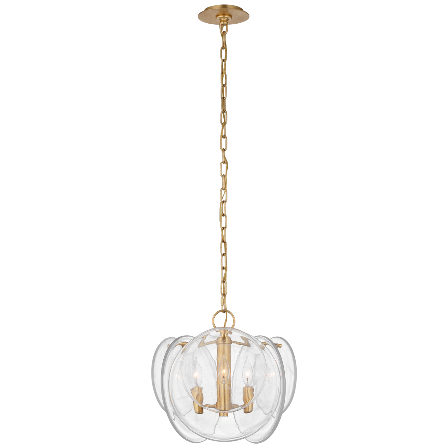 Loire Petite Chandelier | Gild | Clear Strie Glass