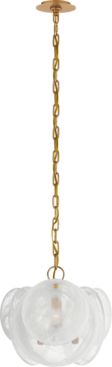 Loire Petite Chandelier | Gild | White Strie Glass