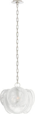 Loire Petite Chandelier | Polished Nickel | White Strie Glass