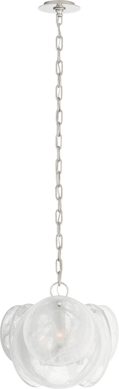 Loire Petite Chandelier | Polished Nickel | White Strie Glass