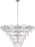 Loire Extra Large Chandelier | Polished Nickel | Clear Strie Glass