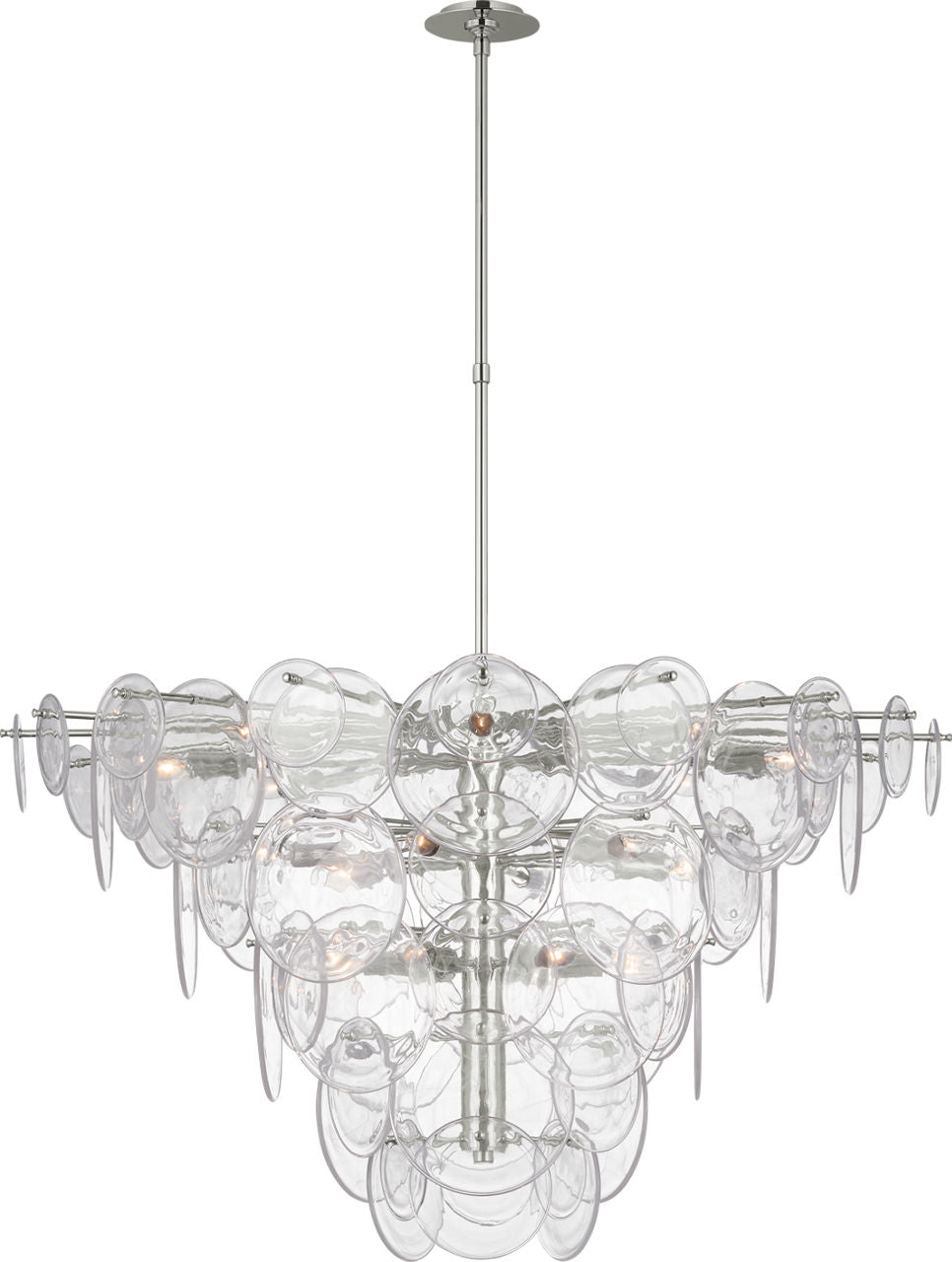 Loire Extra Large Chandelier | Polished Nickel | Clear Strie Glass