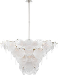 Loire Extra Large Chandelier | Polished Nickel | White Strie Glass