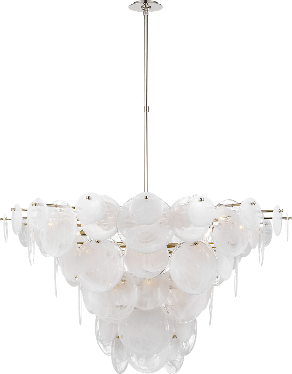 Loire Extra Large Chandelier | Polished Nickel | White Strie Glass