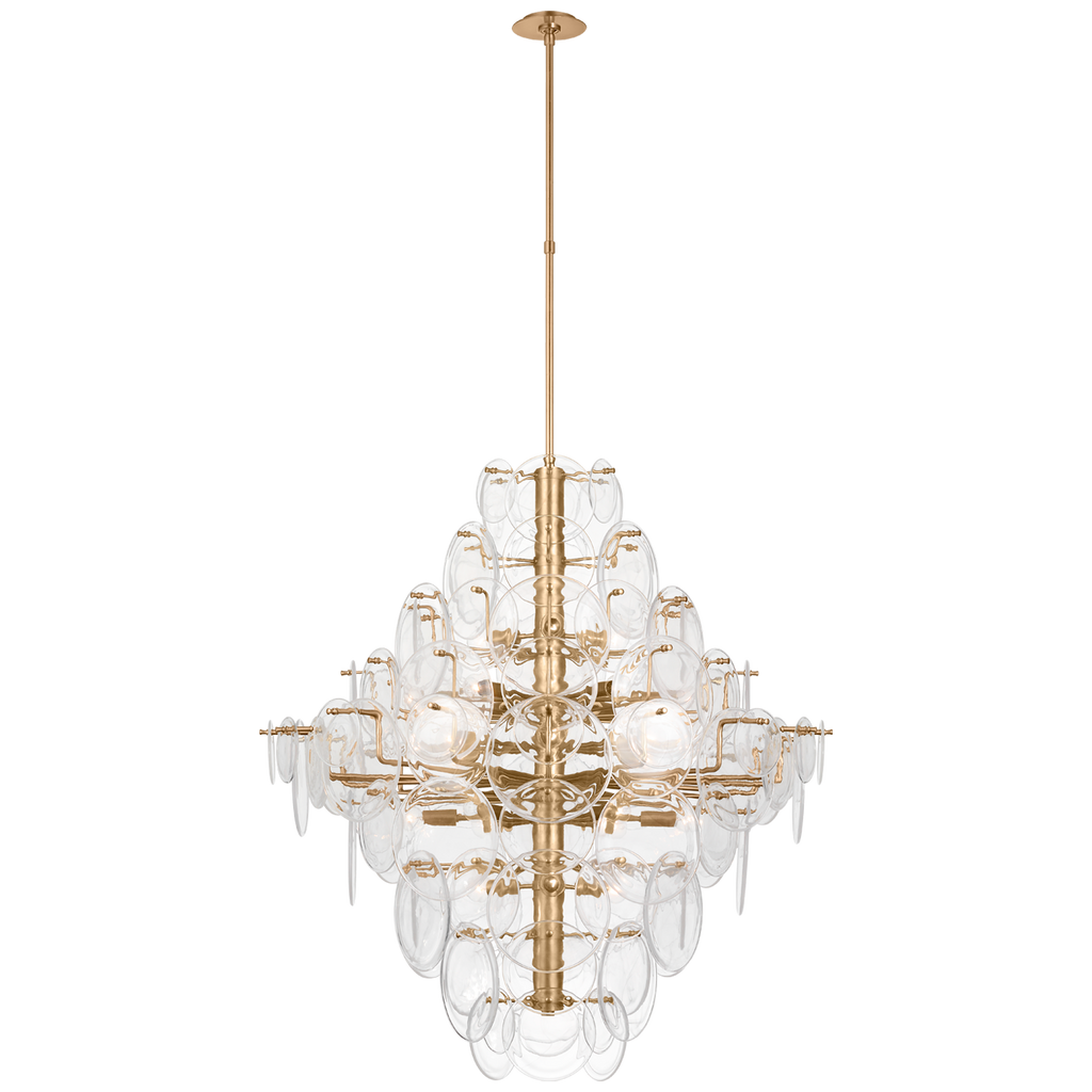 Loire 44" Grande Entry Chandelier | Gild | Clear Strie Glass