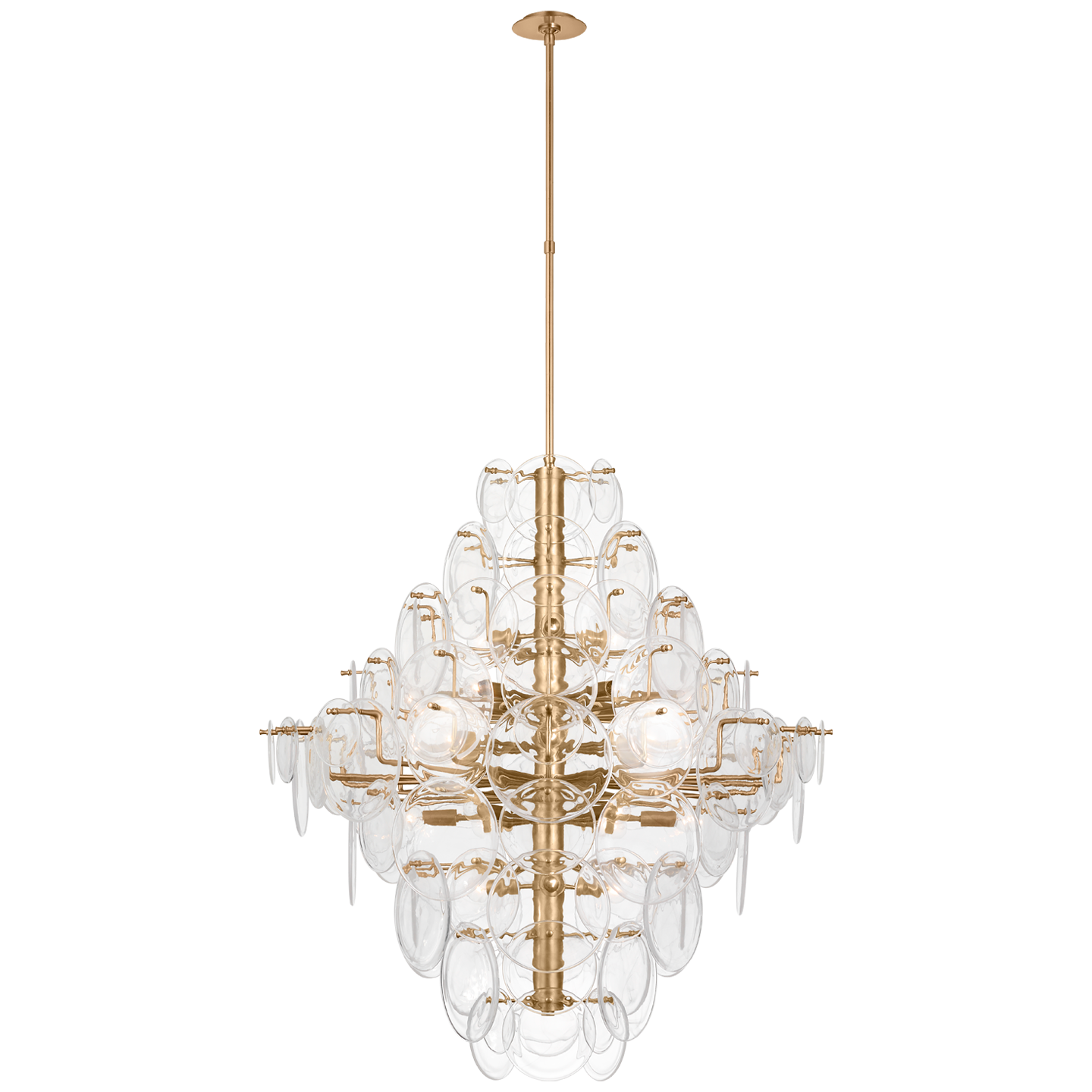 Loire 44" Grande Entry Chandelier | Gild | Clear Strie Glass