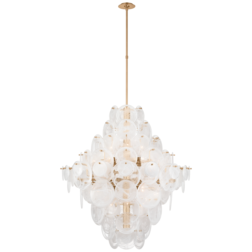 Loire 44" Grande Entry Chandelier | Gild | White Strie Glass