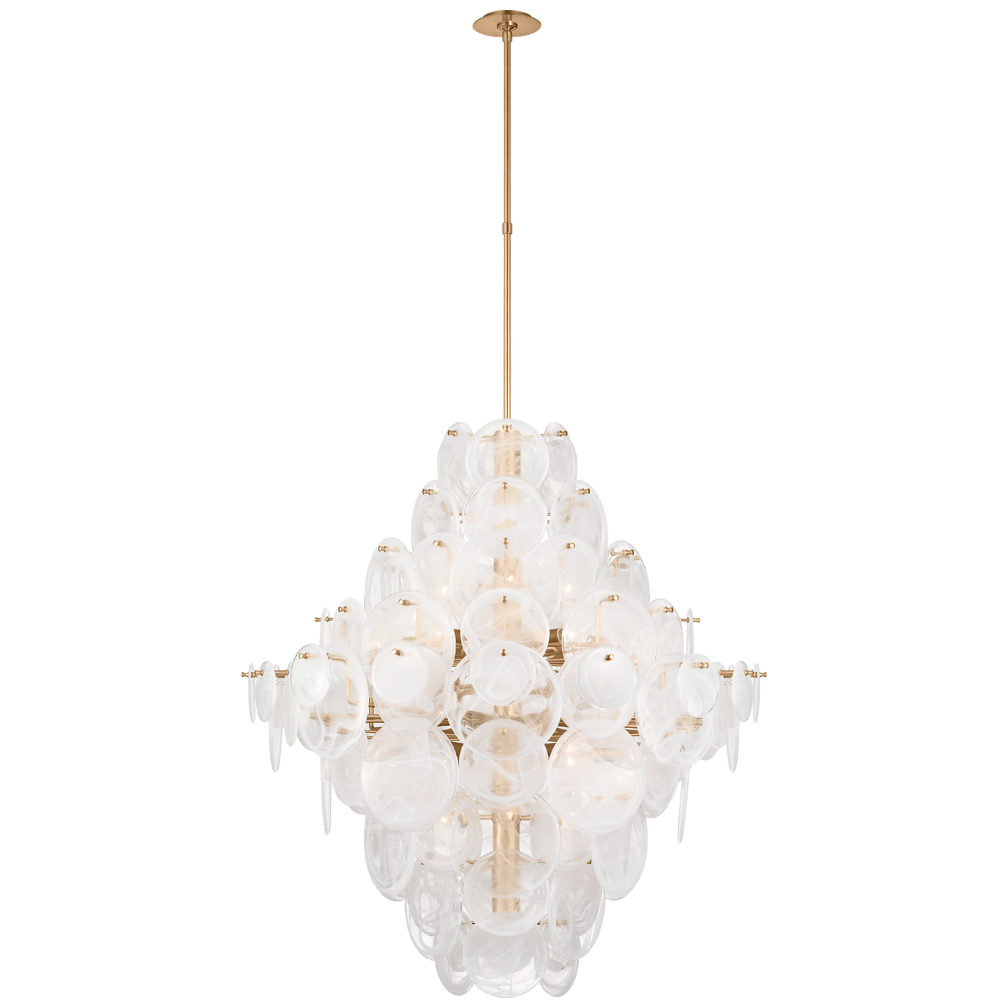 Loire 44" Grande Entry Chandelier | Gild | White Strie Glass