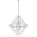 Loire 44" Grande Entry Chandelier | Polished Nickel | Clear Strie Glass