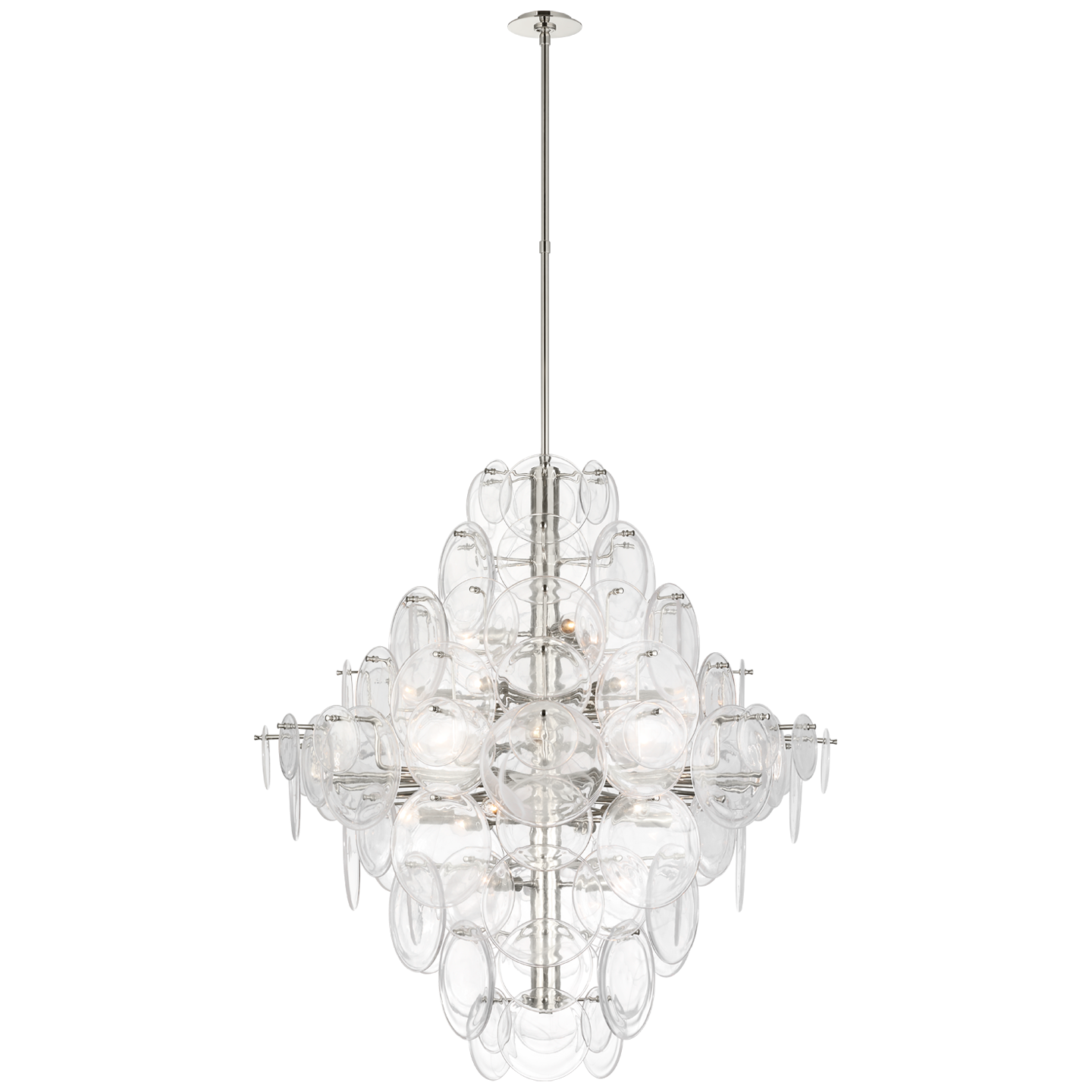 Loire 44" Grande Entry Chandelier | Polished Nickel | Clear Strie Glass