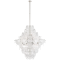 Loire 44" Grande Entry Chandelier | Polished Nickel | White Strie Glass