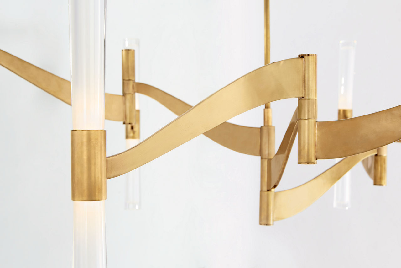 Brenta Grande Chandelier | Hand-Rubbed Antique Brass | White Glass