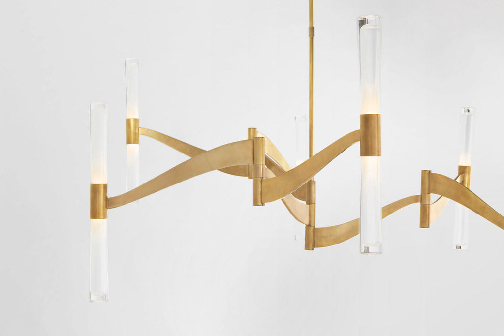 Brenta Grande Chandelier | Hand-Rubbed Antique Brass | White Glass