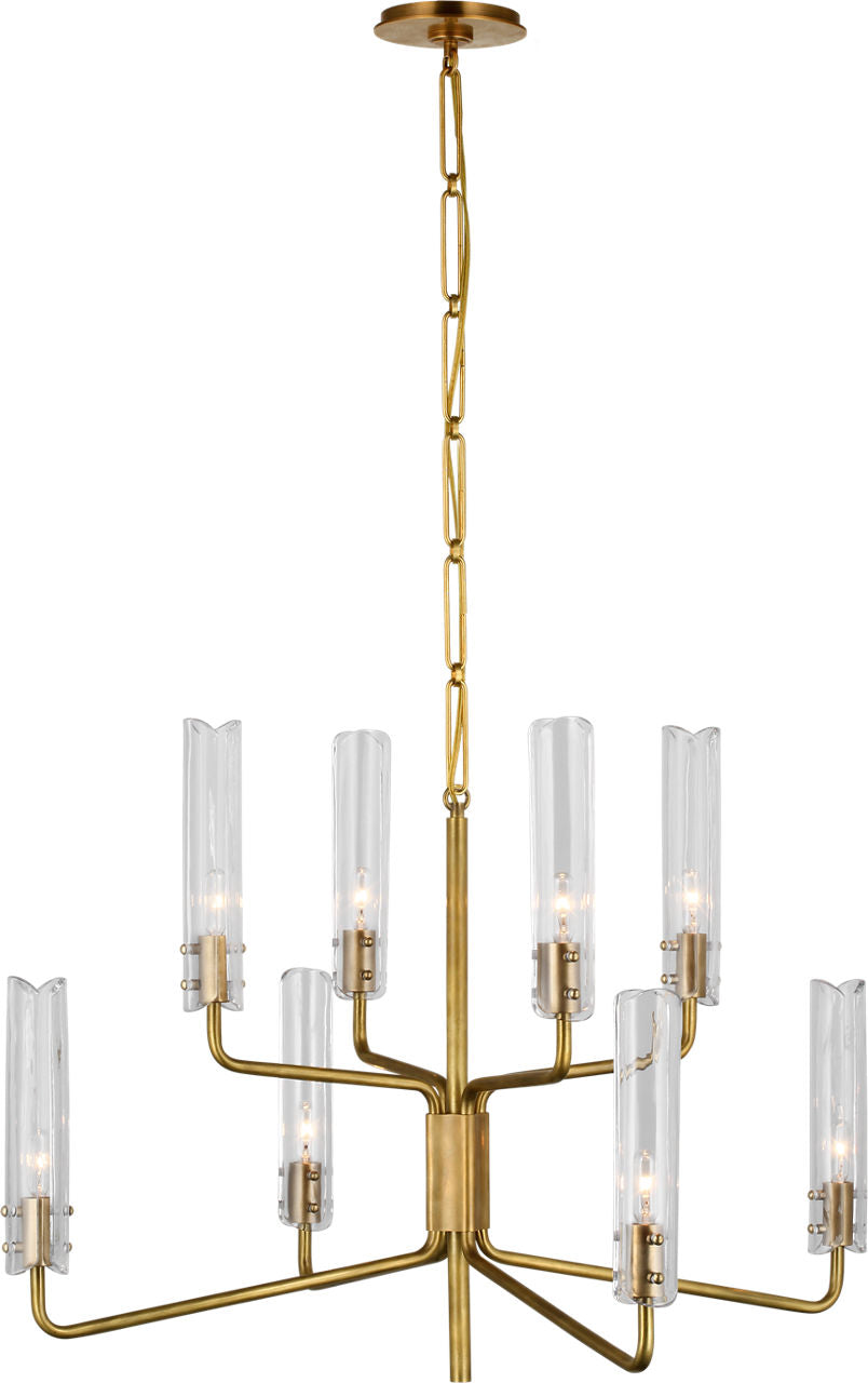 Casoria Medium Two-Tier Chandelier | Hand-Rubbed Antique Brass | Clear Glass