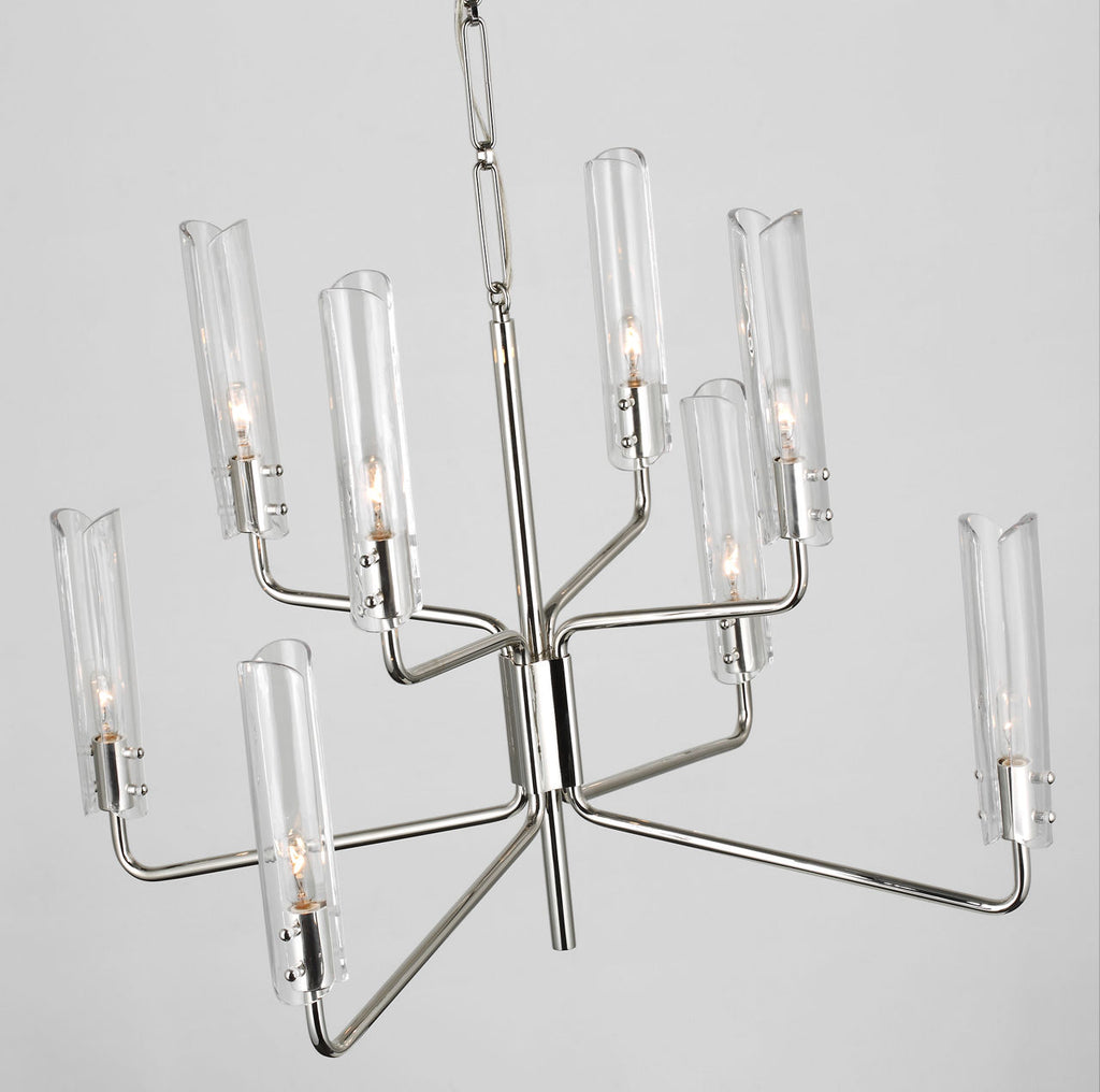 Casoria Medium Two-Tier Chandelier | Polished Nickel | Clear Glass