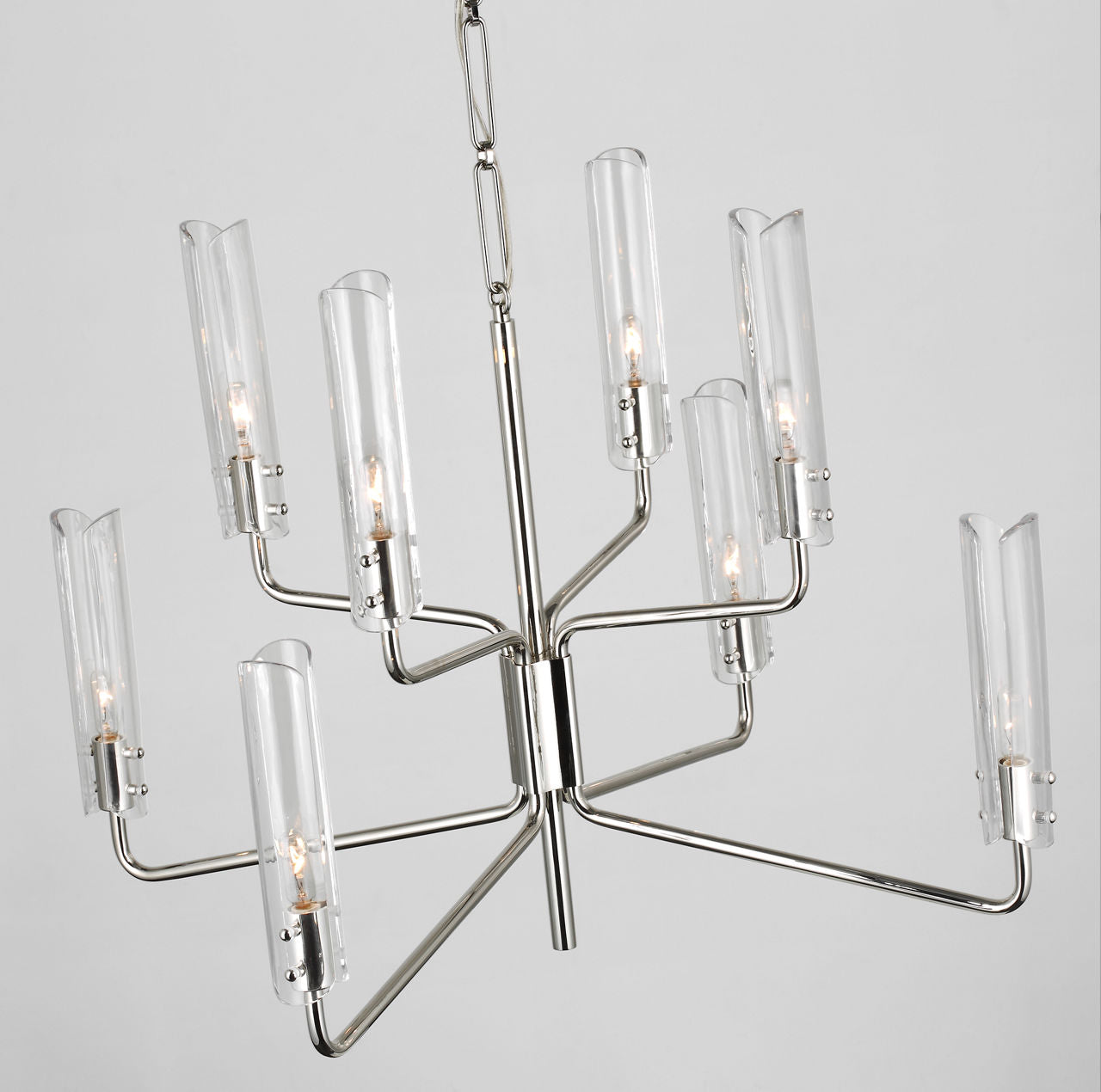 Casoria Medium Two-Tier Chandelier | Polished Nickel | Clear Glass