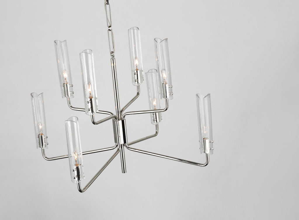 Casoria Medium Two-Tier Chandelier | Polished Nickel | Clear Glass