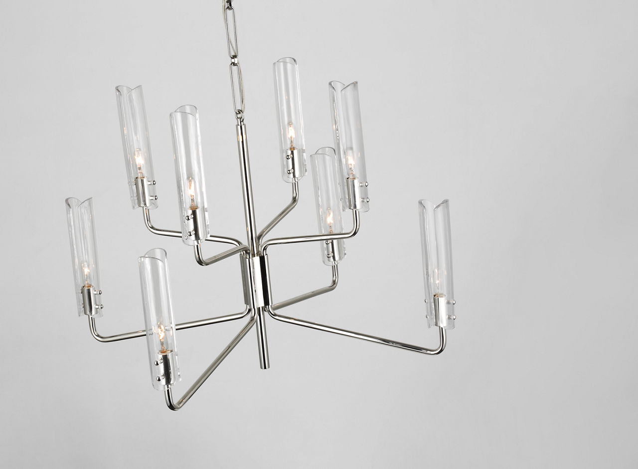 Casoria Medium Two-Tier Chandelier | Polished Nickel | Clear Glass
