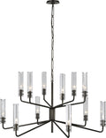 Casoria Large Two-Tier Chandelier | Bronze | Clear Glass