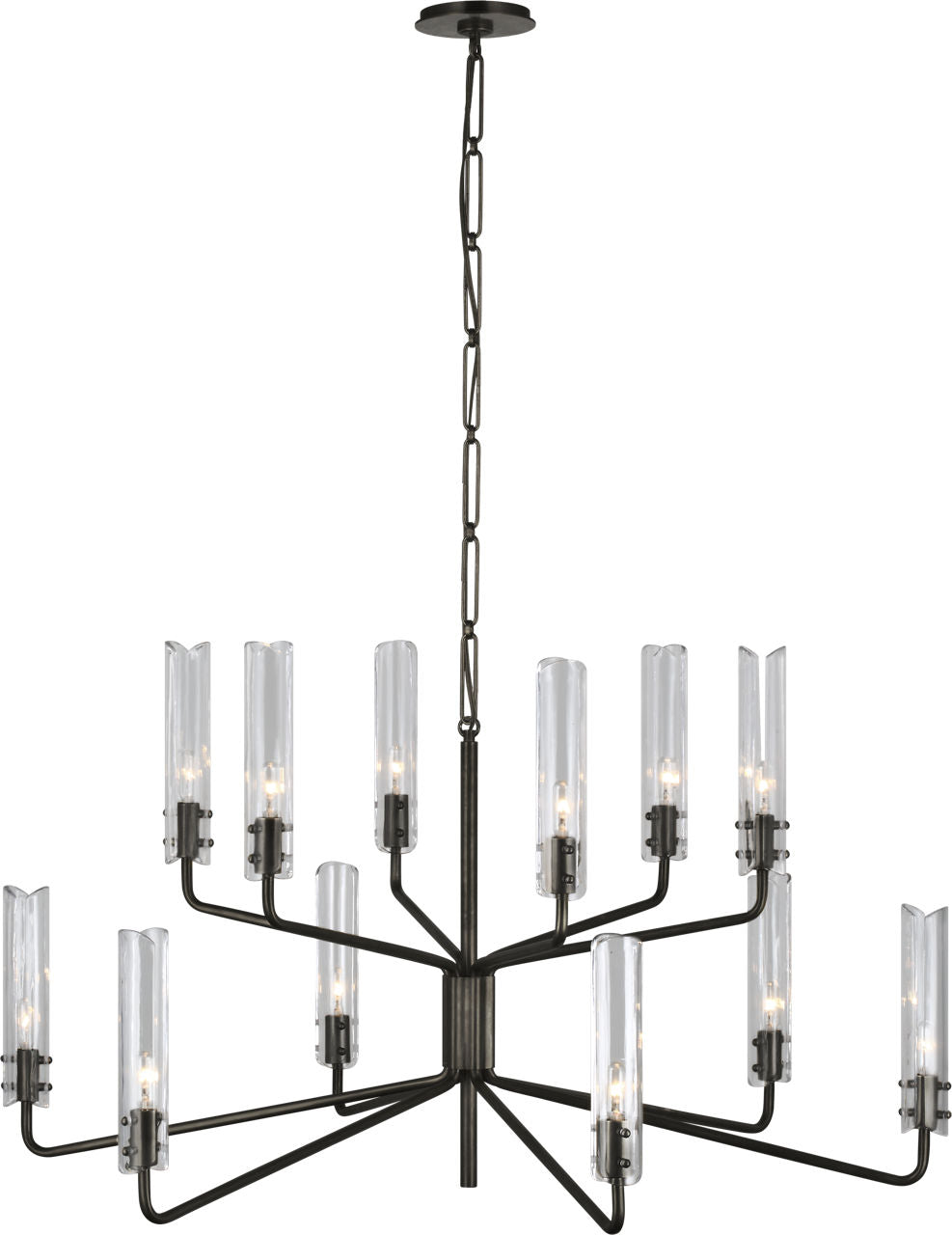 Casoria Large Two-Tier Chandelier | Bronze | Clear Glass
