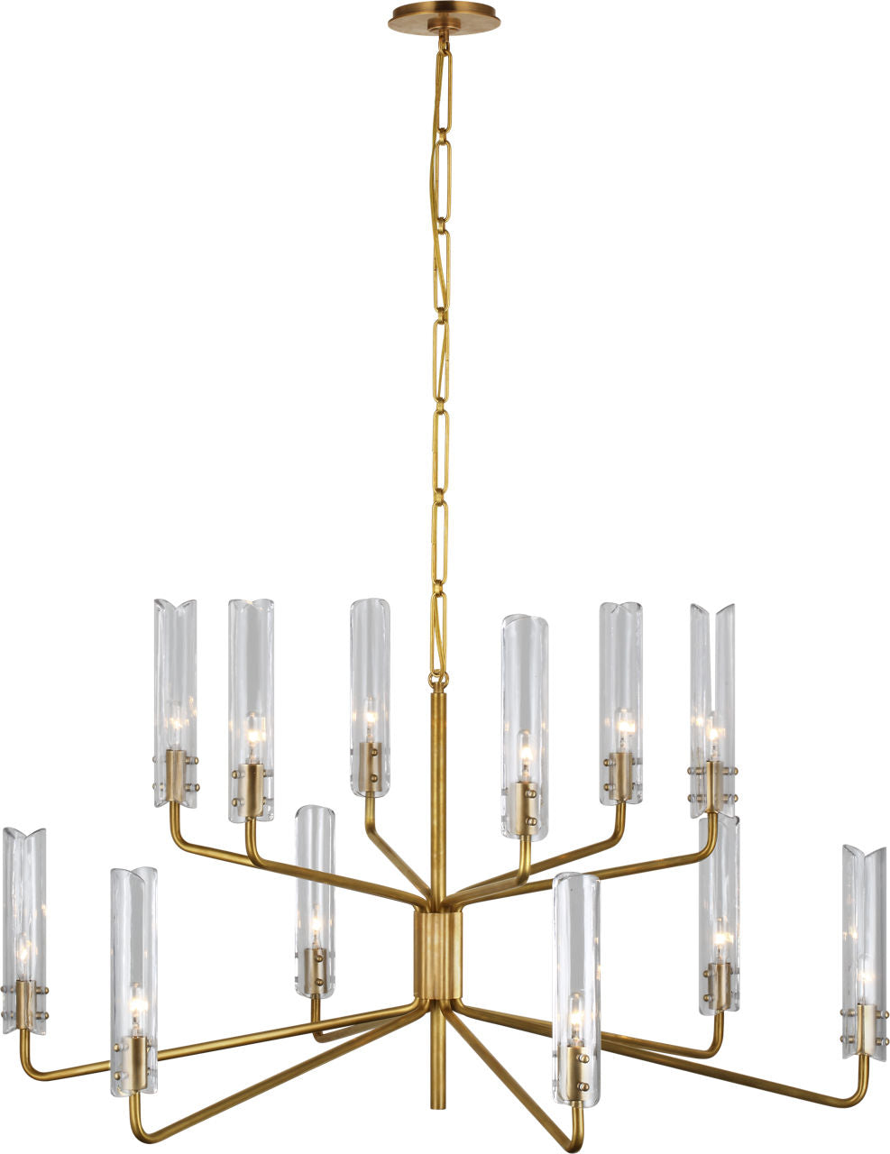 Casoria Large Two-Tier Chandelier | Hand-Rubbed Antique Brass | Clear Glass