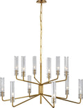 Casoria Large Two-Tier Chandelier | Hand-Rubbed Antique Brass | Clear Glass