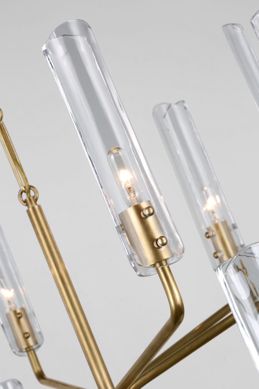 Casoria Large Two-Tier Chandelier | Hand-Rubbed Antique Brass | Clear Glass