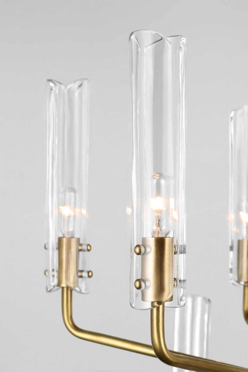 Casoria Large Two-Tier Chandelier | Hand-Rubbed Antique Brass | Clear Glass
