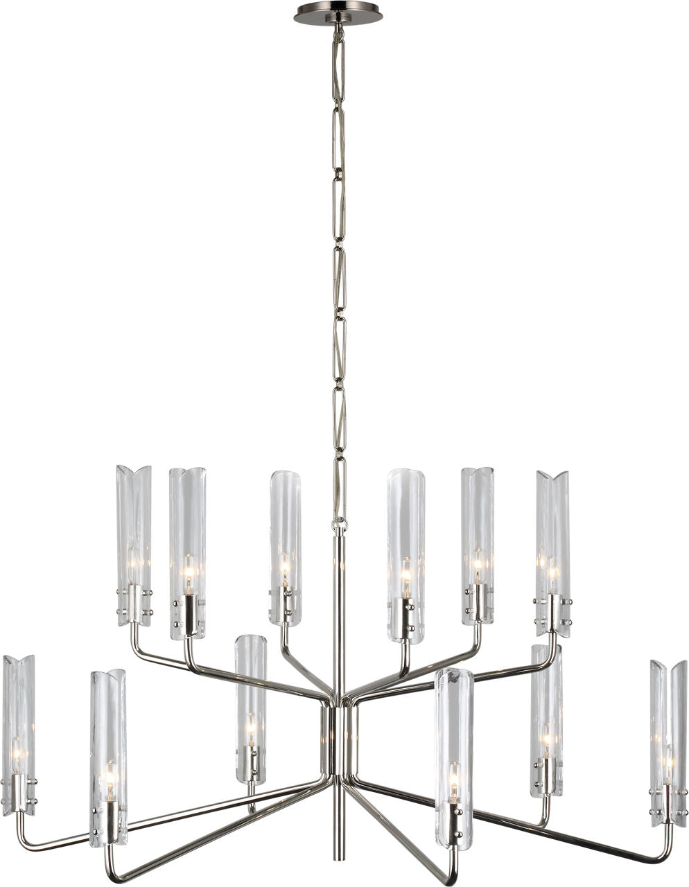 Casoria Large Two-Tier Chandelier | Polished Nickel | Clear Glass