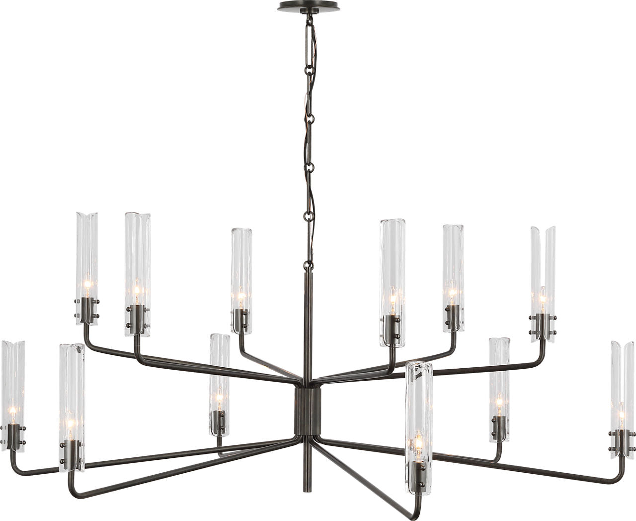 Casoria Grande Two Tier Chandelier | Bronze | Clear Glass