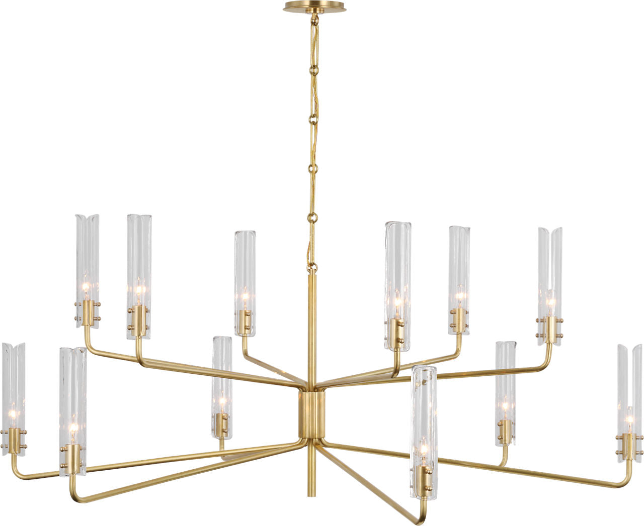 Casoria Grande Two Tier Chandelier | Hand-Rubbed Antique Brass | Clear Glass