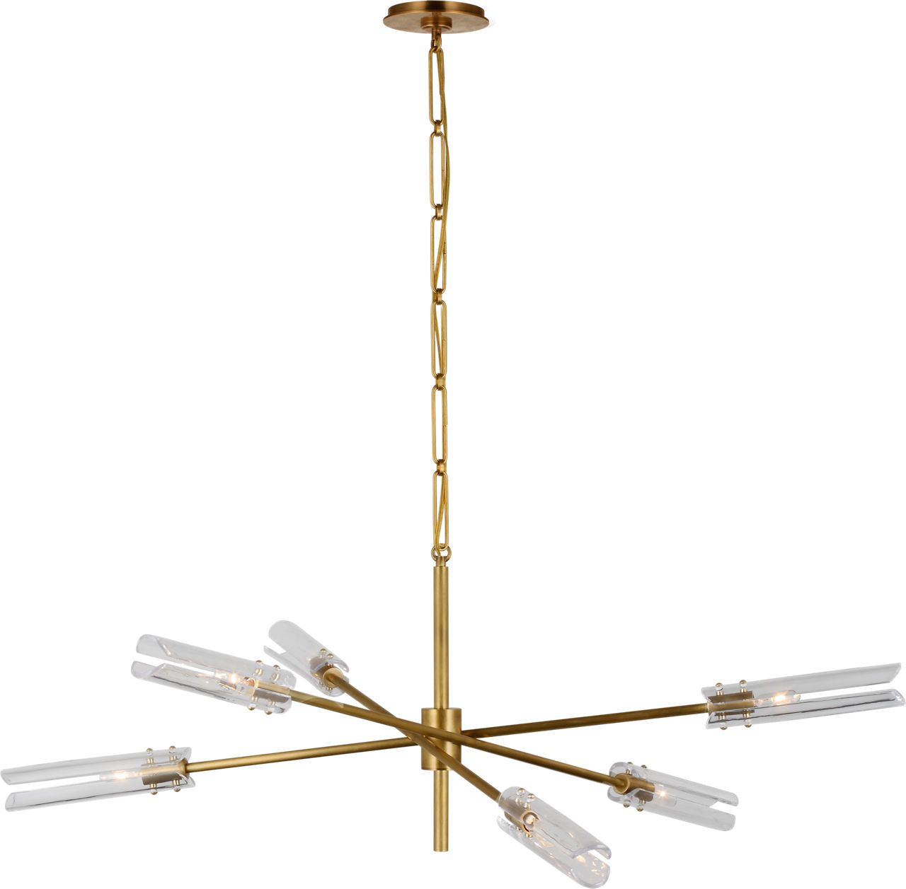 Casoria XL Radial Chandelier | Hand-Rubbed Antique Brass | Clear Glass