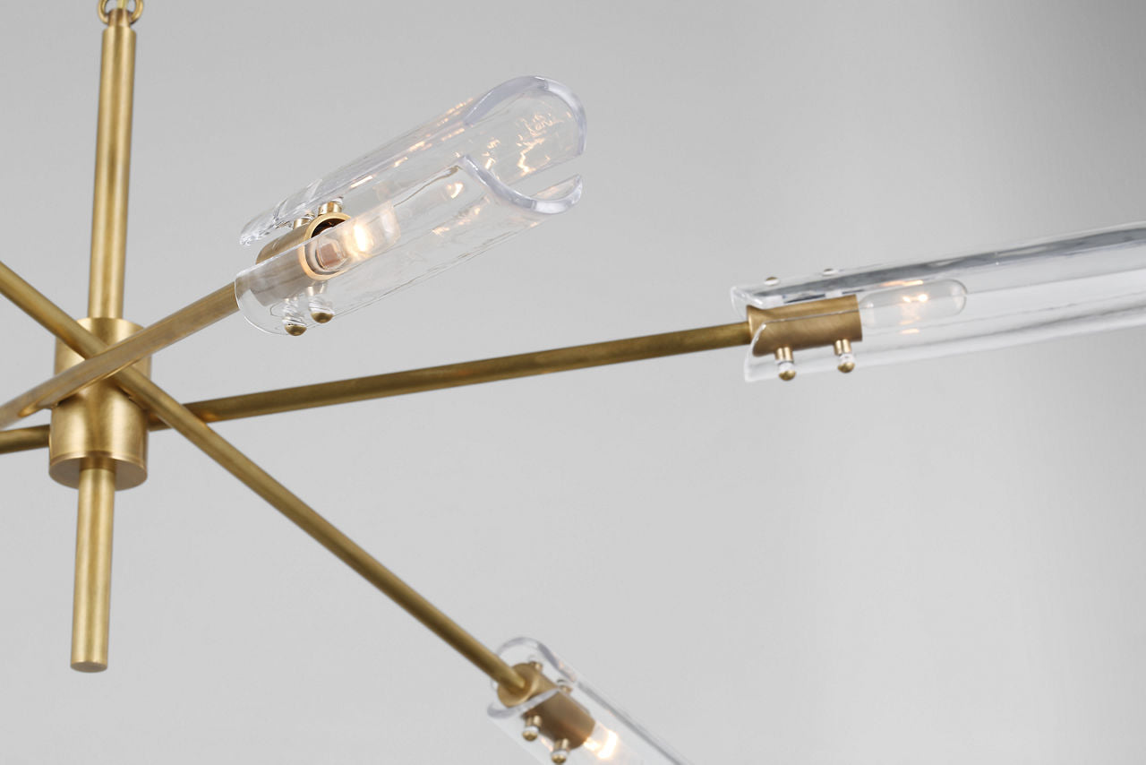 Casoria XL Radial Chandelier | Hand-Rubbed Antique Brass | Clear Glass