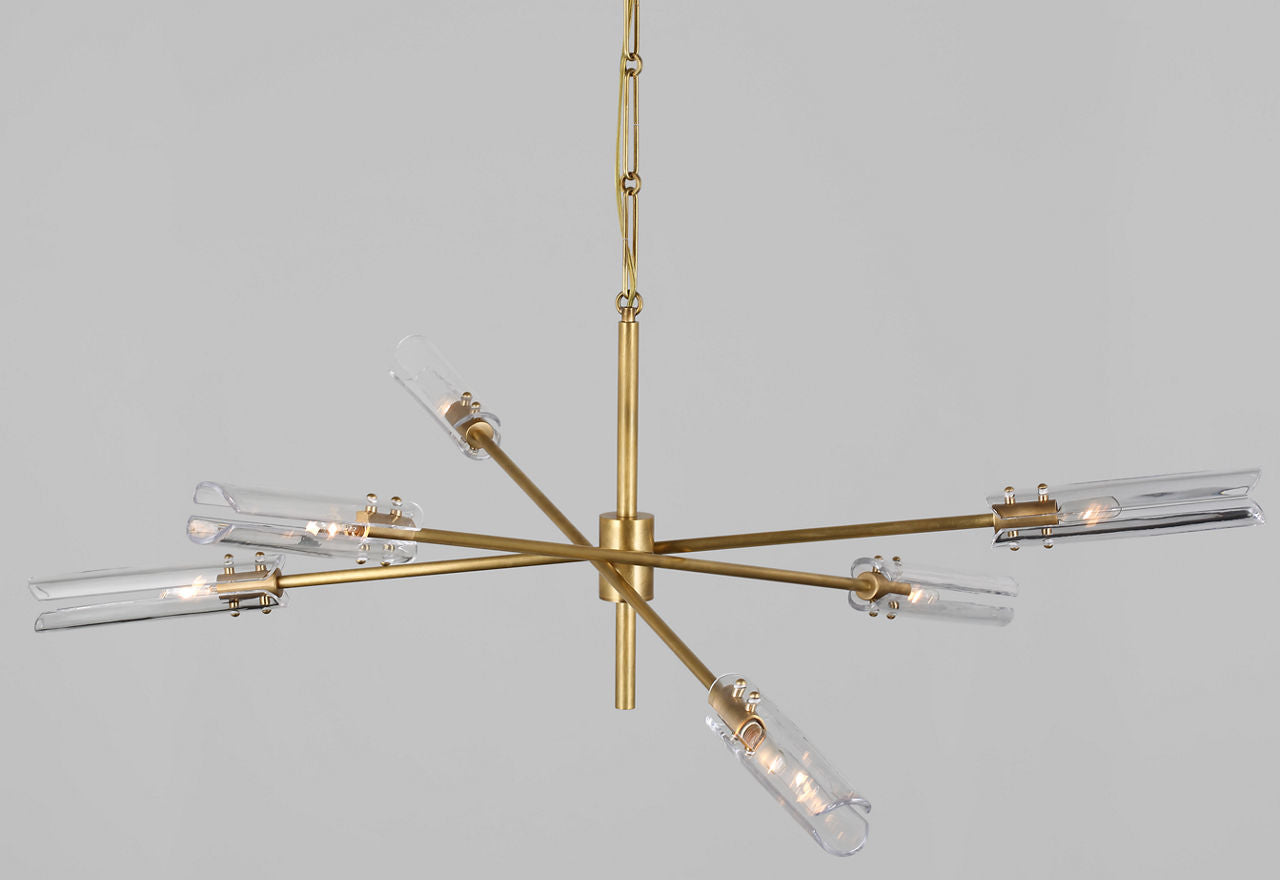 Casoria XL Radial Chandelier | Hand-Rubbed Antique Brass | Clear Glass