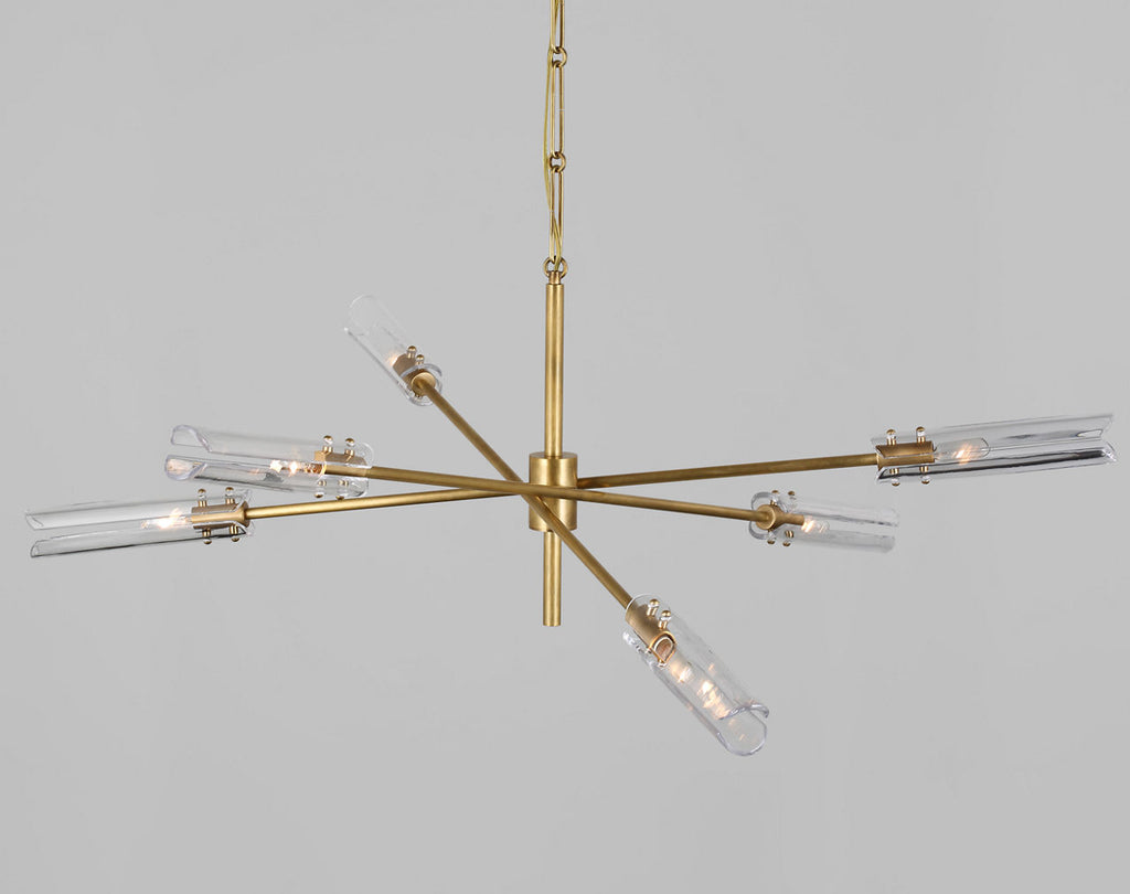 Casoria XL Radial Chandelier | Hand-Rubbed Antique Brass | Clear Glass