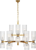 Asalea Medium Two-Tier Chandelier | Hand-Rubbed Antique Brass | Clear Glass